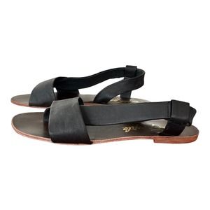 Free People Under Wrap Thong Sandals Strappy Black Leather Women's 29 / US 8.5